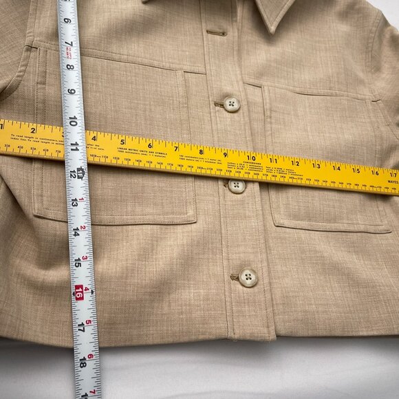 Aritzia Wilfred Little Cropped Jacket Heather Oat Beige Button Front Womens M - Picture 12 of 13